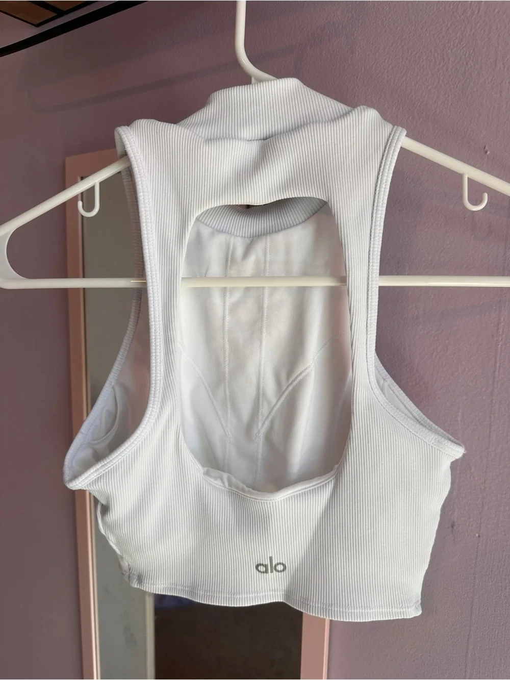 ALO Yoga white ribbed built-in bra tank